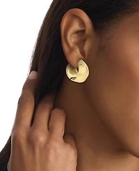 Calvin Klein Small Logo-Etched Sculpted Hoop Earrings, 0.91"
