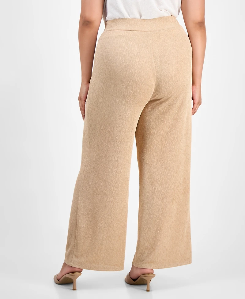Kasper Plus Pull-On Wide-Leg Pants