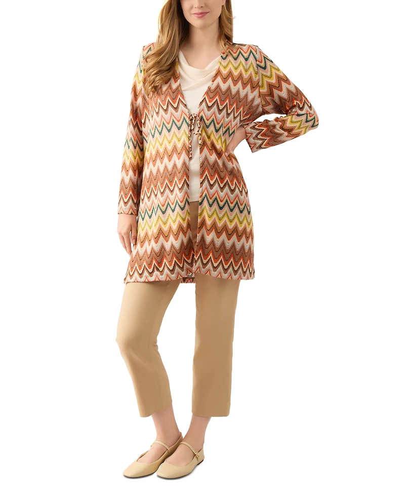 Kasper Women's Chevron-Knit Tie-Front Cardigan