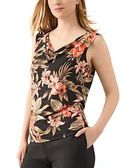 Kasper Women's Floral Raglan Cap-Sleeve V-Neck Blouse
