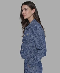 Karl Lagerfeld Paris Petite Printed Button-Front Jacket
