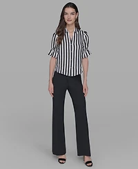 Karl Lagerfeld Paris Petite Striped Puff-Sleeve Shirt