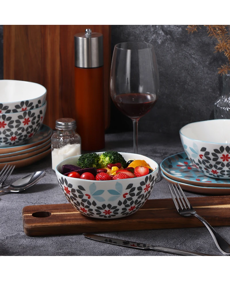 Lorren Home Trends Floral 12-Pc. Dinnerware Set