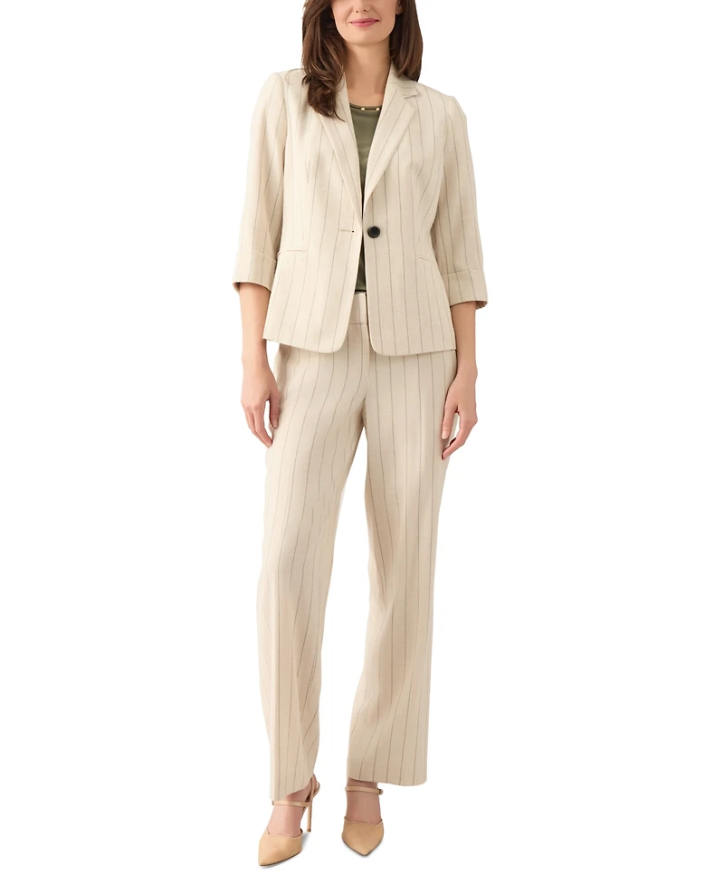 Kasper Women's Pinstripe Notch-Collar 3/4-Sleeve Jacket, Regular & Petite Sizes
