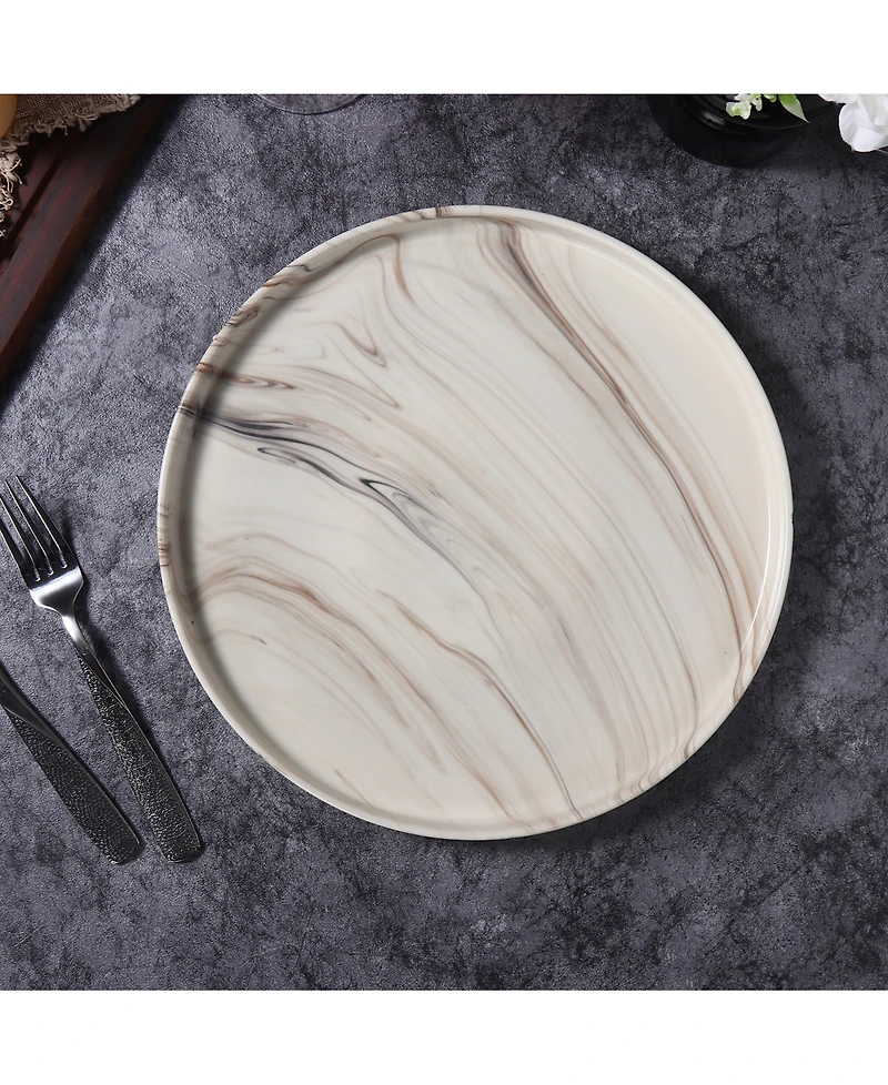 Lorren Home Trends Shiny Marble Pattern Round Serving Platter
