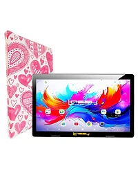 Linsay 10.1"Octa Core 256GB Storage Android 15 Tablet with Love shape Case