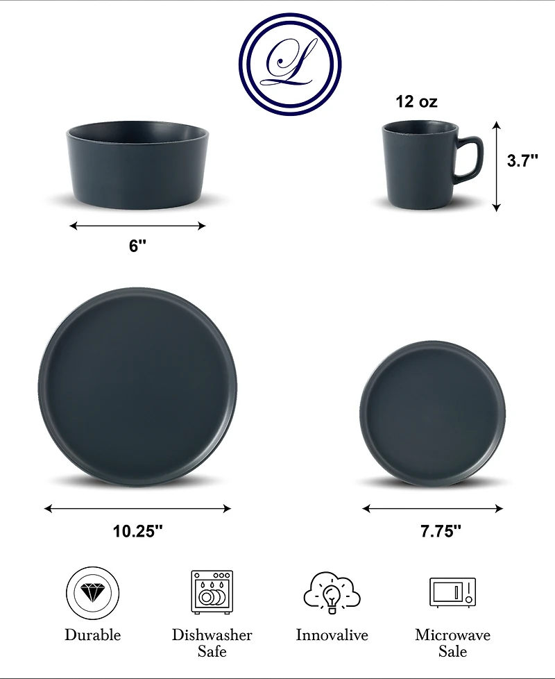 Lorren Home Trends 16-Pc. Dinnerware Set