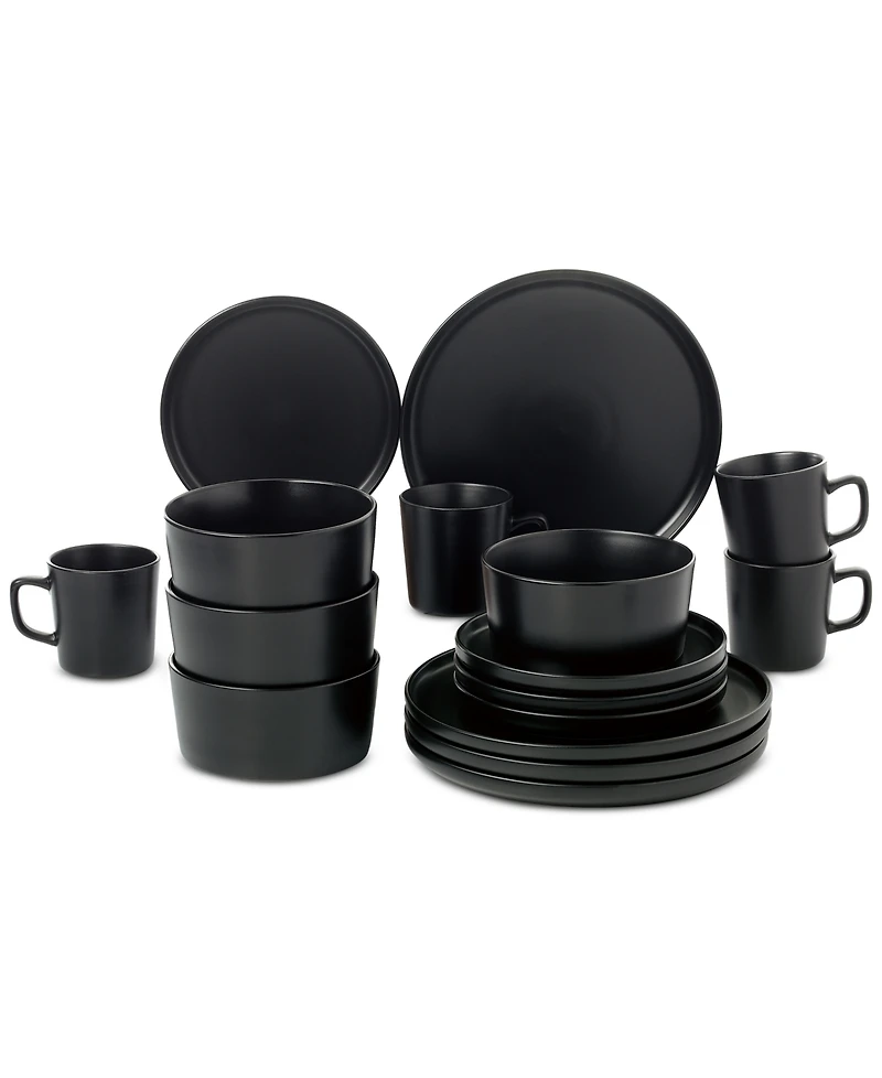 Lorren Home Trends Black 16-Pc. Dinnerware Set, Service for 4
