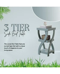 Kings Brand Furniture 3 Tier End Table - Square for Bedroom with Shelves Bedside Nightstand
