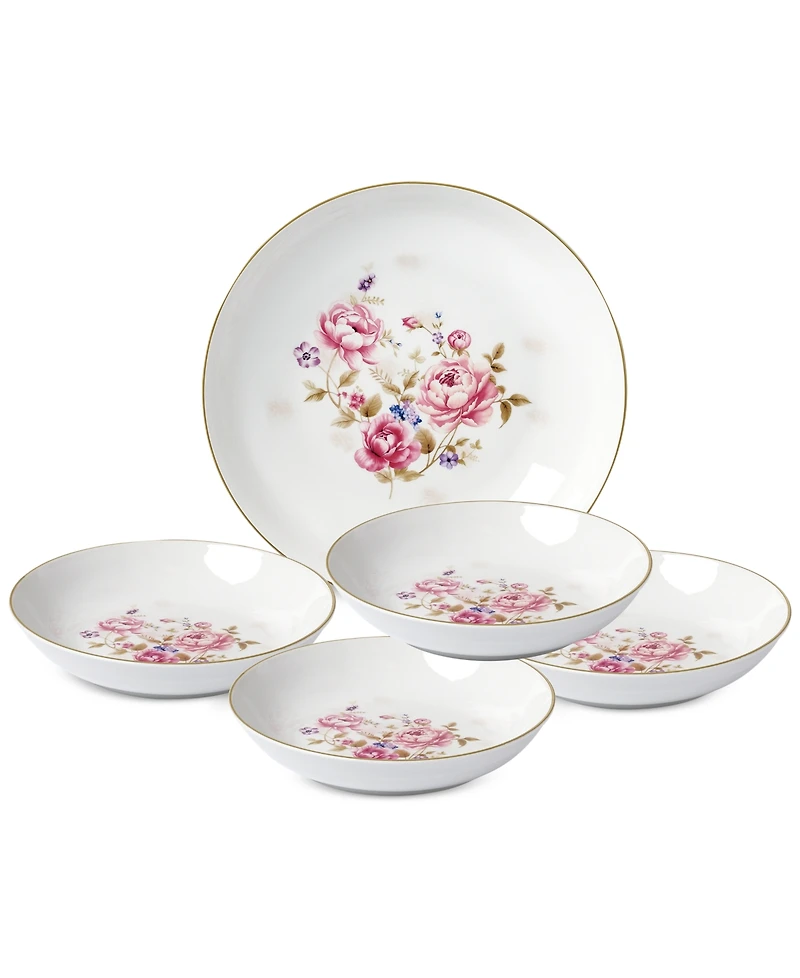 Lorren Home Trends Floral Bouquet 5-Pc. Pasta/All-Purpose Bowl Set