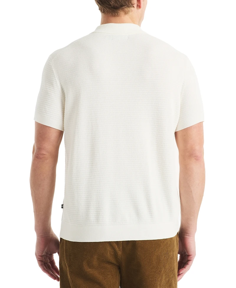 Nautica Men's Short Sleeve Button-Front Camp Sweater