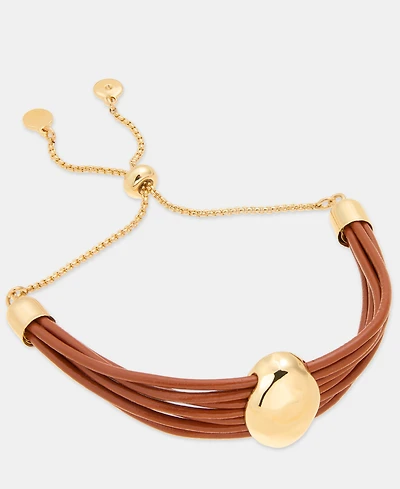 Style & Co Gold-Tone Leather Slider Bracelet, Macy's Exclusive