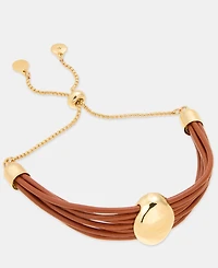 Style & Co Gold-Tone Leather Slider Bracelet, Macy's Exclusive