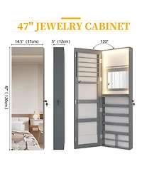 Vlsrka Wall/Door Mounted Led Jewelry Storage Mirror Cabinet