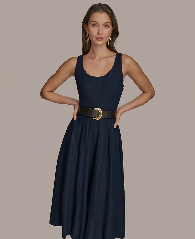 Donna Karan New York Women's Belted A-Line Dress