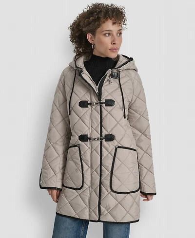 Dkny Women's Hooded Toggle Quilted Coat