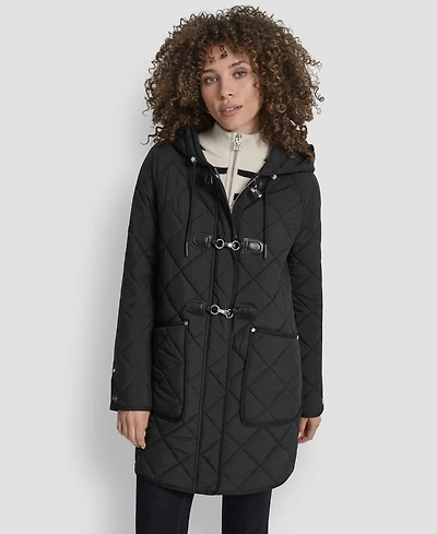 Dkny Women's Hooded Toggle Quilted Coat