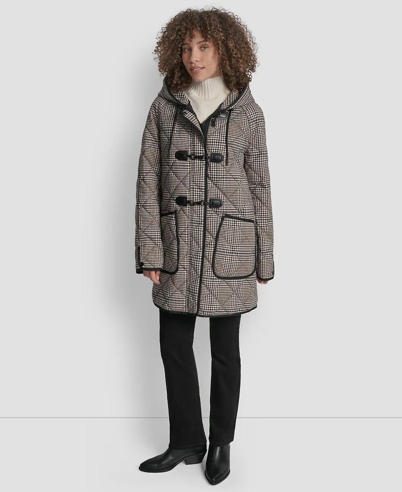 Dkny Women's Hooded Toggle Quilted Coat