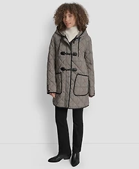 Dkny Women's Hooded Toggle Quilted Coat