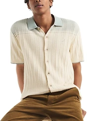 Nautica Men's Short Sleeve Button-Front Sweater