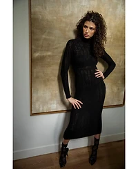 Sskein Women's Margot Pointelle Lace Slim Knit Dress