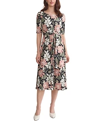 Kasper Women's Printed Elbow-Sleeve Midi Dress, Regular & Petite