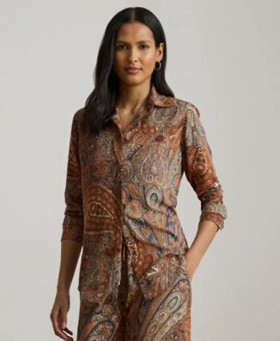 Lauren Ralph Lauren Womens Classic Fit Paisley Crepe Shirt P Xs Xxl