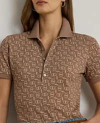 Lauren Ralph Women's Geo-Print Stretch Pique Polo Shirt
