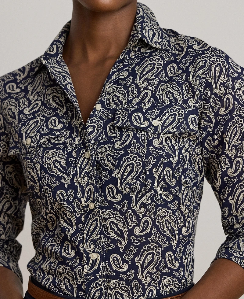 Lauren Ralph Women's Classic-Fit Paisley Cotton Voile Shirt