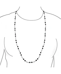 Bling Jewelry Long Black White Crystal Freshwater Cultured Pearl Strand Necklace 40 Inch