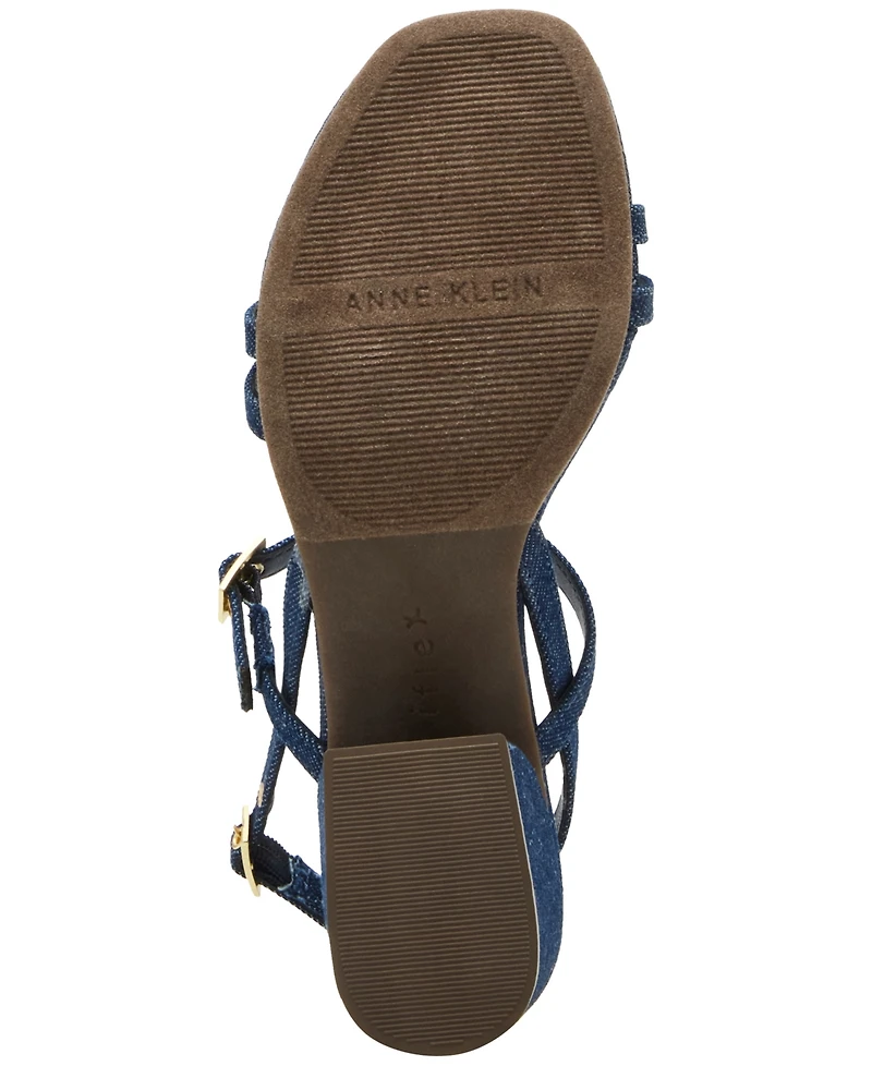 Anne Klein Women's Mackenzie Strappy Buckle Block Heel Dress Sandals