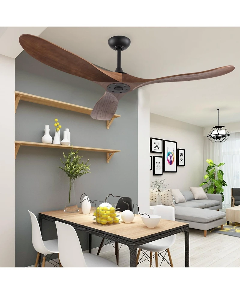60 inch lampless ceiling fan, for indoor and outdoor, with remote control, reversible Dc motor, wood noiseless