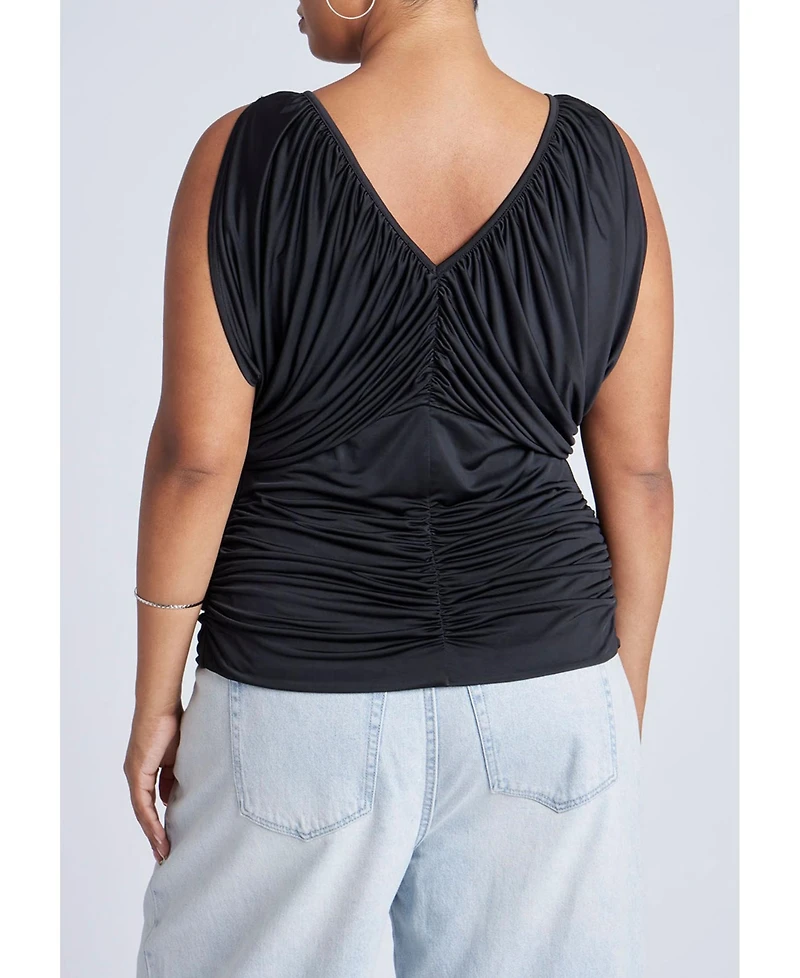 Eloquii Women's Fringe Sequin Off The Shoulder Top