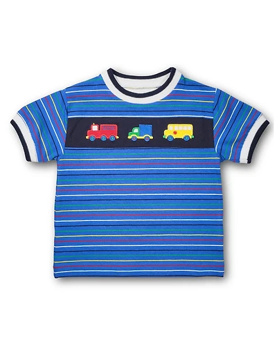 Florence Eiseman Stripe Knit Shirt With Vehicles
