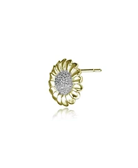 Genevive Clear Round Cubic Zirconia Sunflower Inspired Stud Earrings