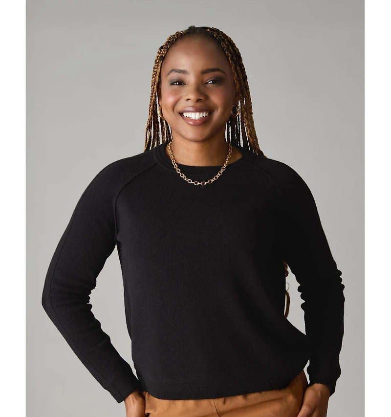 LuxLined Women's Itch-Free Merino Wool Crewneck Sweater with Soft Inner Lining