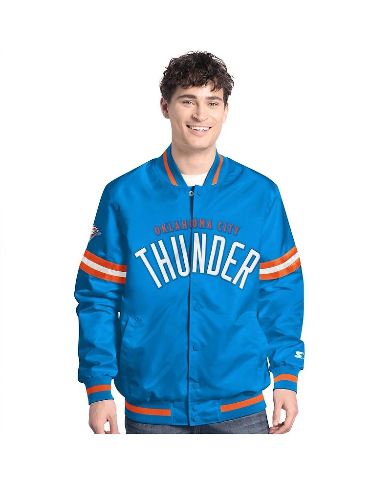 Starter Men's Blue/Orange Oklahoma City Thunder Scout Full Snap Varsity Jacket