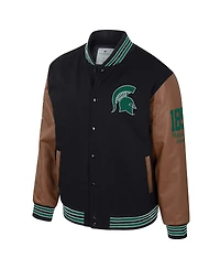 Colosseum Men's Black Michigan State Spartans Letterman Full-Snap Varsity Jacket