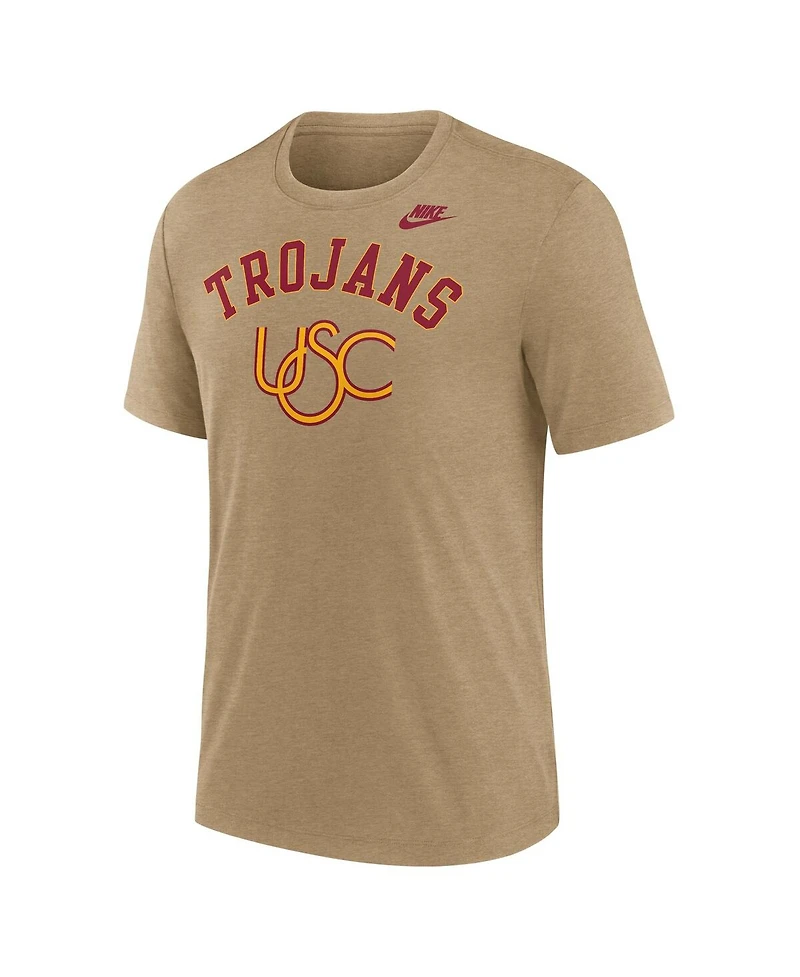 Nike Men's Heather Light Brown Usc Trojans Legacy Arch Tri-Blend T-Shirt