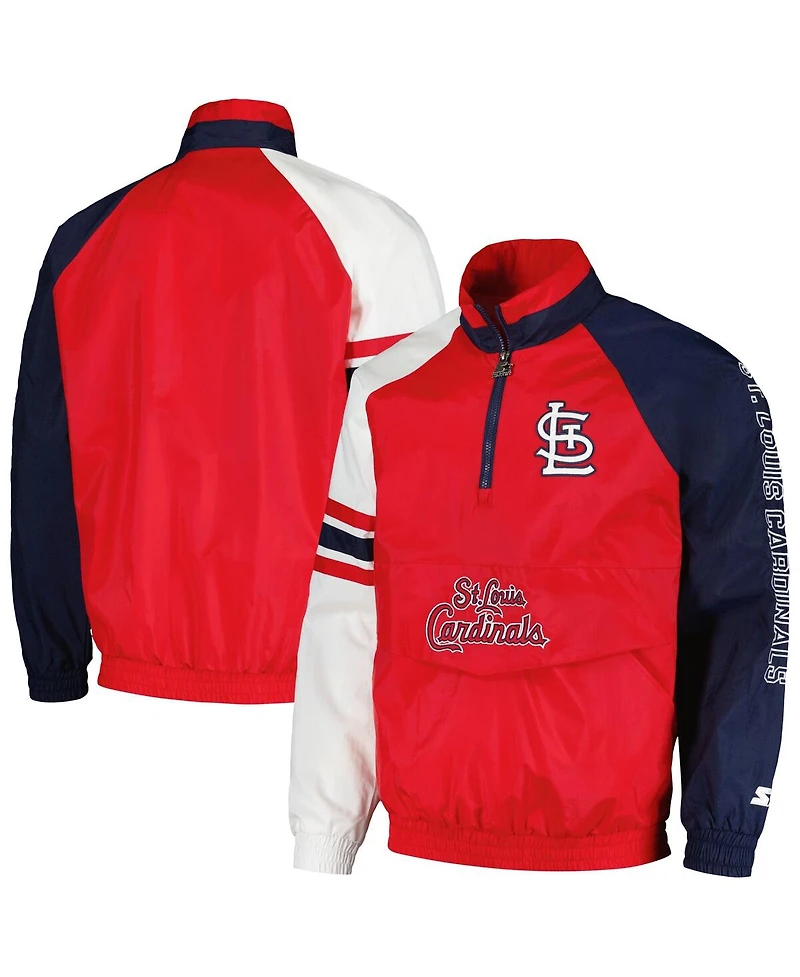 Starter Men's Red/Navy St. Louis Cardinals Elite Raglan Half-Zip Jacket