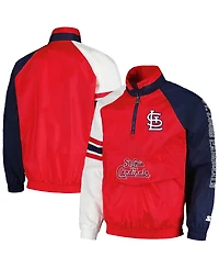 Starter Men's Red/Navy St. Louis Cardinals Elite Raglan Half-Zip Jacket
