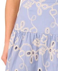CeCe Women's Eyelet-Embroidered Wide-Waist Midi Skirt