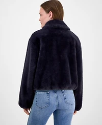 CeCe Women's Collared Faux-Fur Bomber Coat