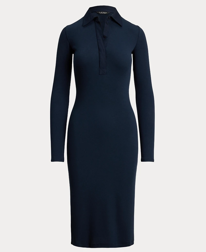 Lauren Ralph Women's Rib-Knit Cotton-Blend Polo Dress