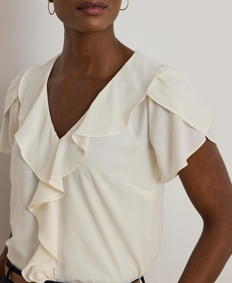 Lauren Ralph Women's Ruffle-Trim Georgette Blouse