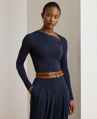 Lauren Ralph Women's Stretch Jersey Asymmetrical Top