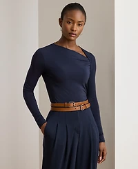 Lauren Ralph Women's Stretch Jersey Asymmetrical Top