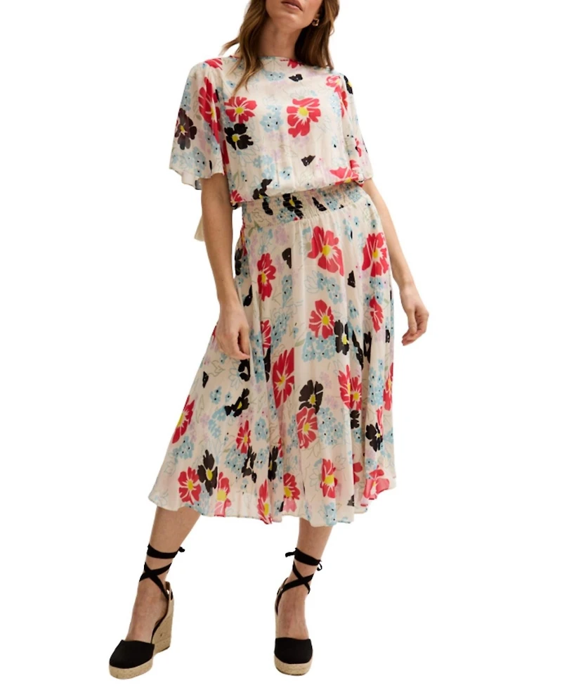 Lily and Lionel London Women's Galaxy Cowl Neck Poppy Print Midi Dress