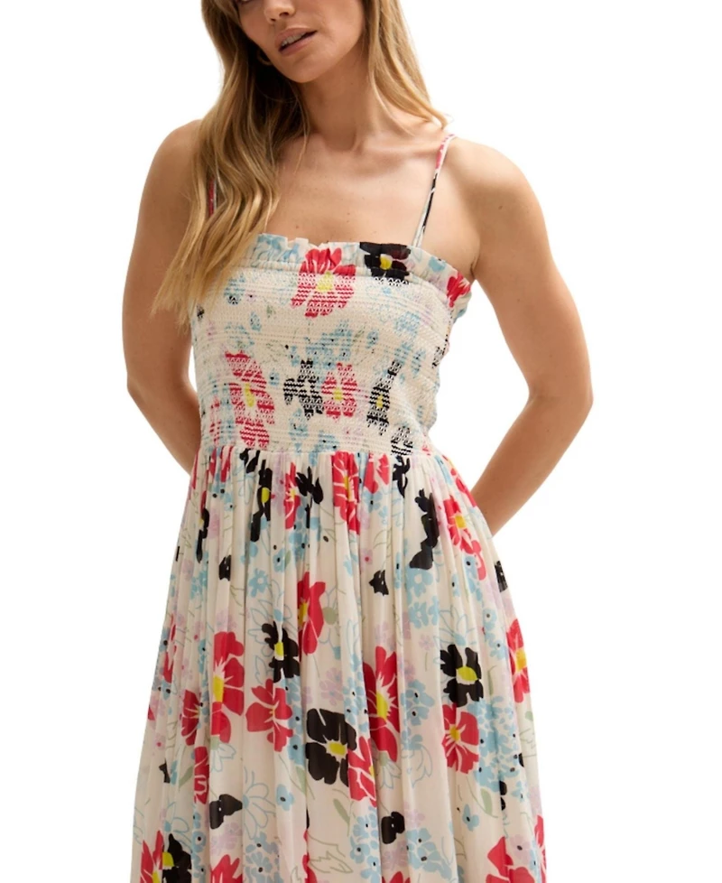 Lily and Lionel London Women's Jessica Detachable Strap Poppy Print Midi Dress