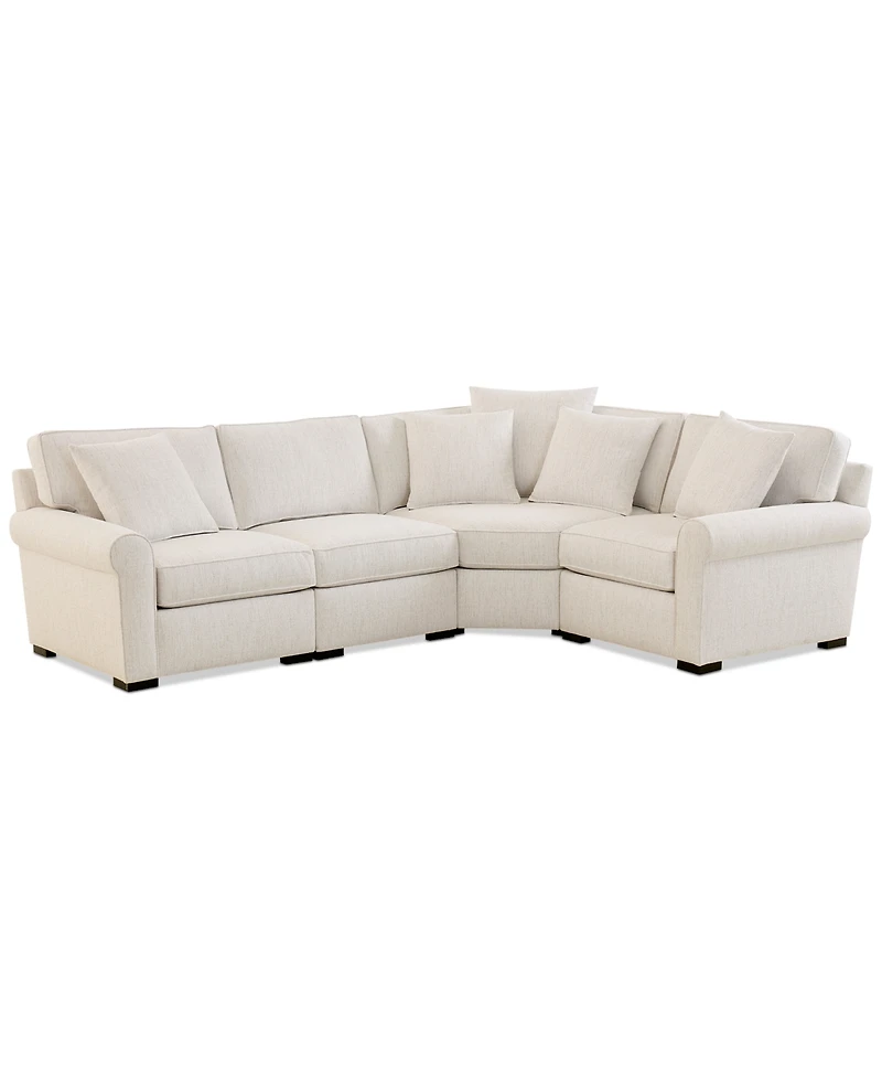 Radley Roll Arm 115" 4-Pc. Fabric L Sectional with Wedge, Exclusively at Macy's